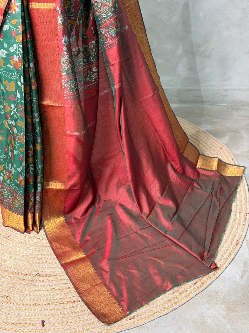 Green Soft Semi Tusser Saree - PSSU2H