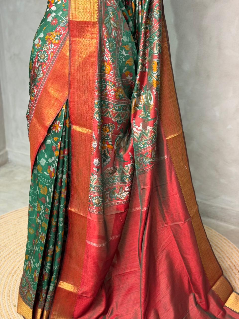 Green Soft Semi Tusser Saree - PSSU2H
