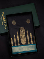 Black and Peacock blue silk saree - PDL2B