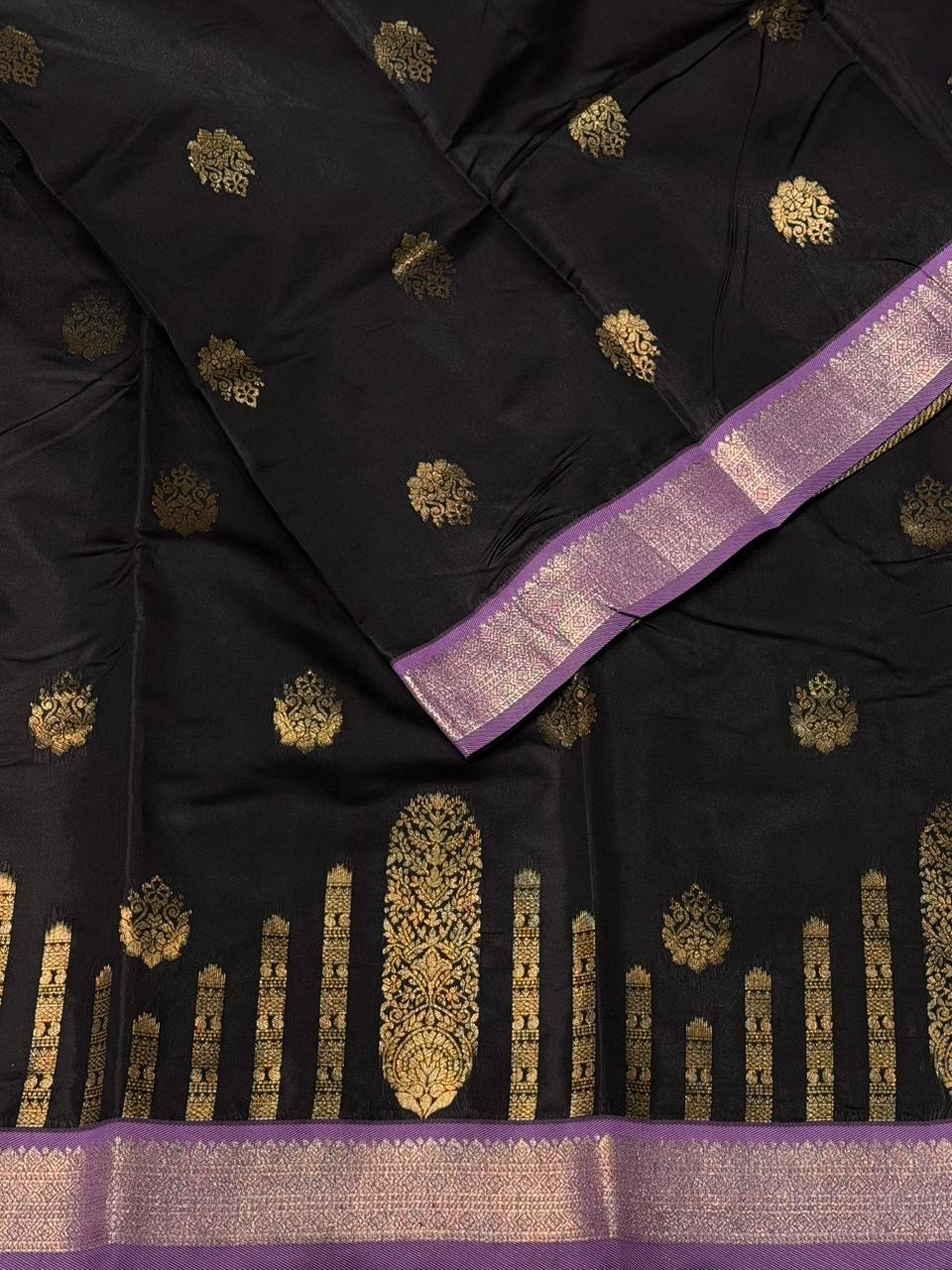 Black and Lavender silk saree - PDL2D