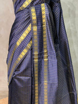 Navy Blue Semi Banarasi saree - MRN1C