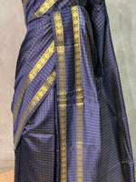 Navy Blue Semi Banarasi saree - MRN1C