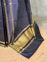 Navy Blue Semi Banarasi saree - MRN1C