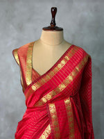 Red Semi Banarasi saree - MRN1D