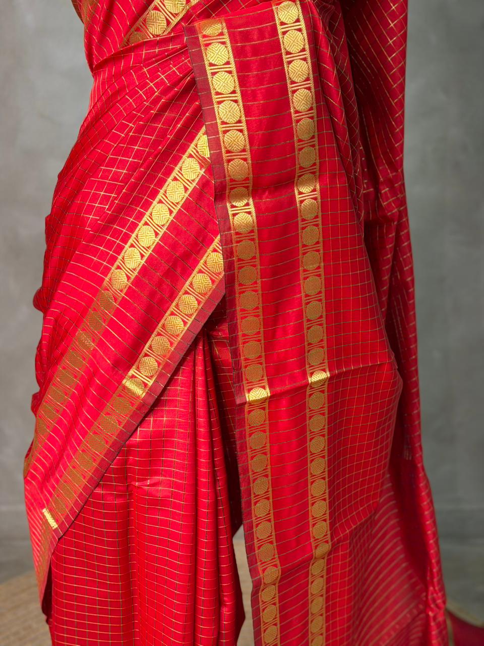 Red Semi Banarasi saree - MRN1D