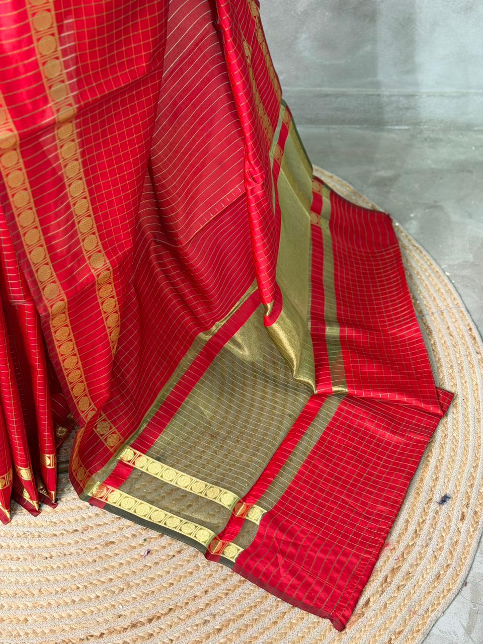 Red Semi Banarasi saree - MRN1D