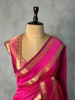 Rani Pink Semi Banarasi saree - MRN1E