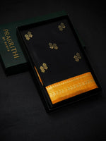 Black and mustard yellow silk saree - PDL3A