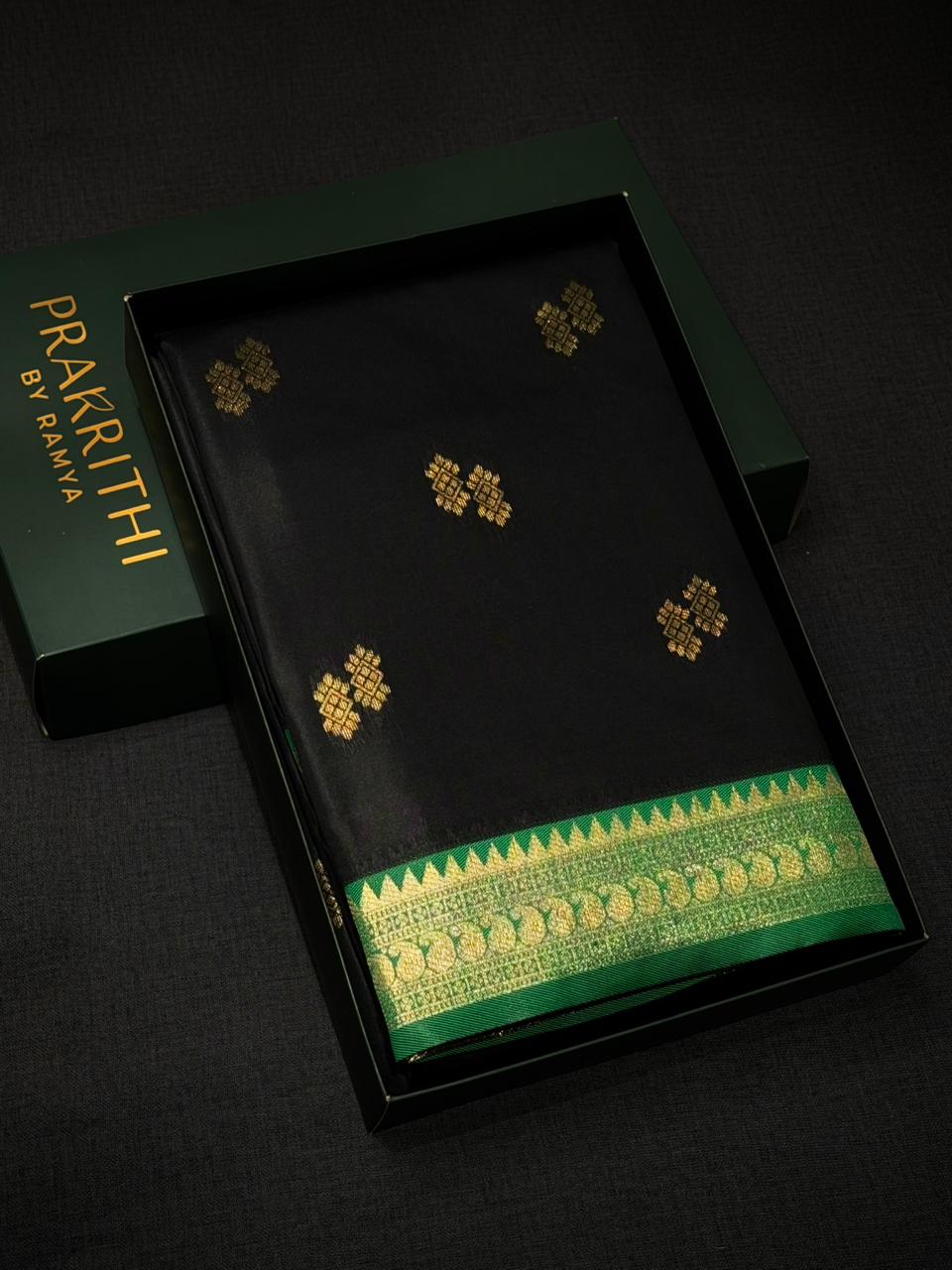 Black and Green silk saree - PDL3C