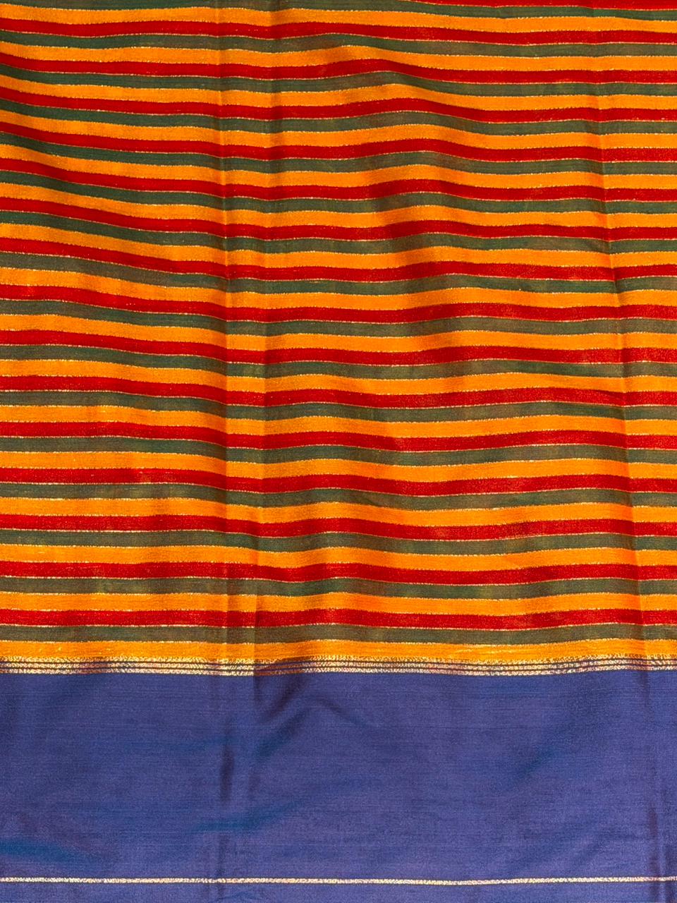 Yellow and blue silk saree -PIH49