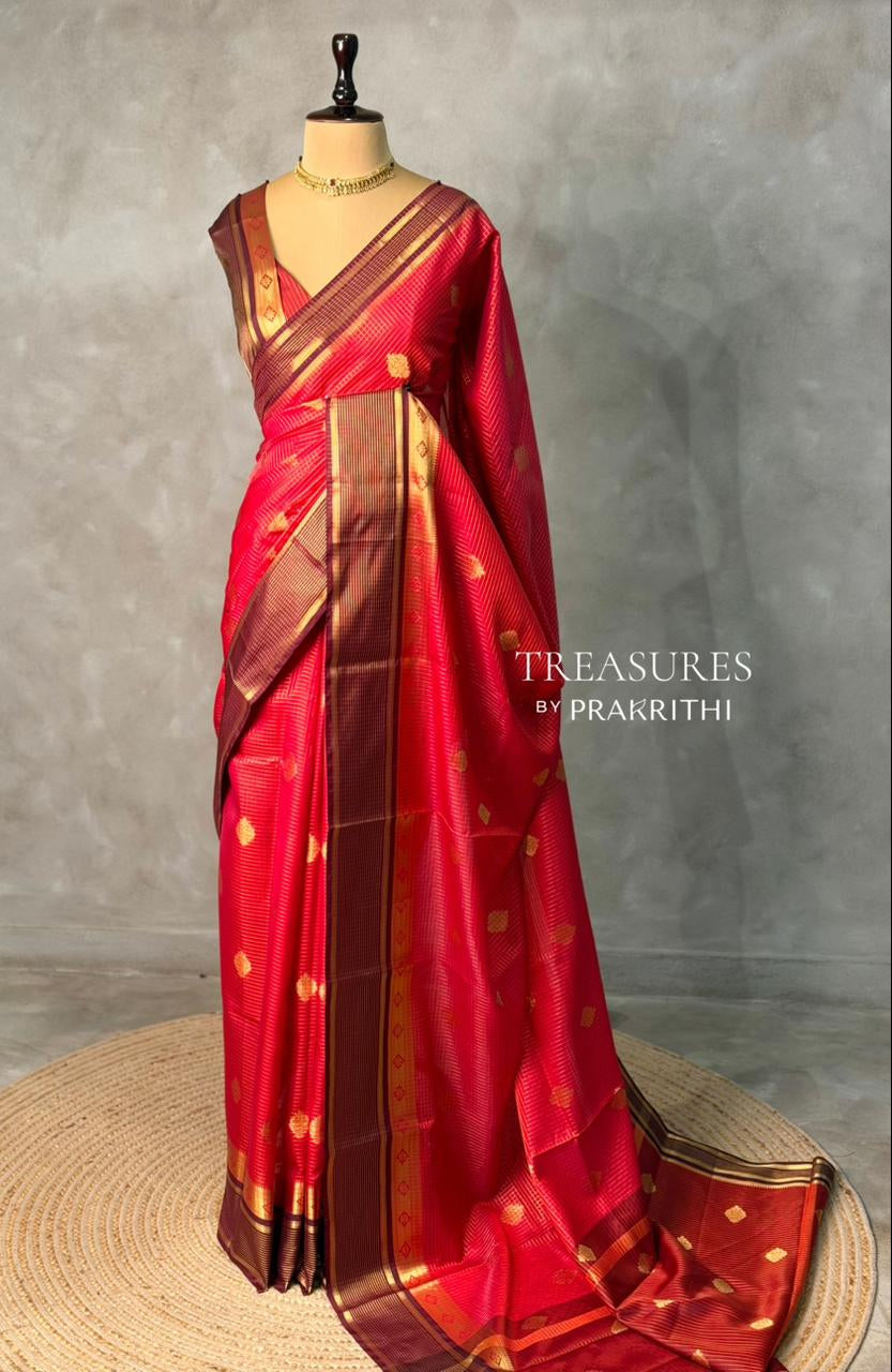 Maroon and Brown silk saree -PIH55
