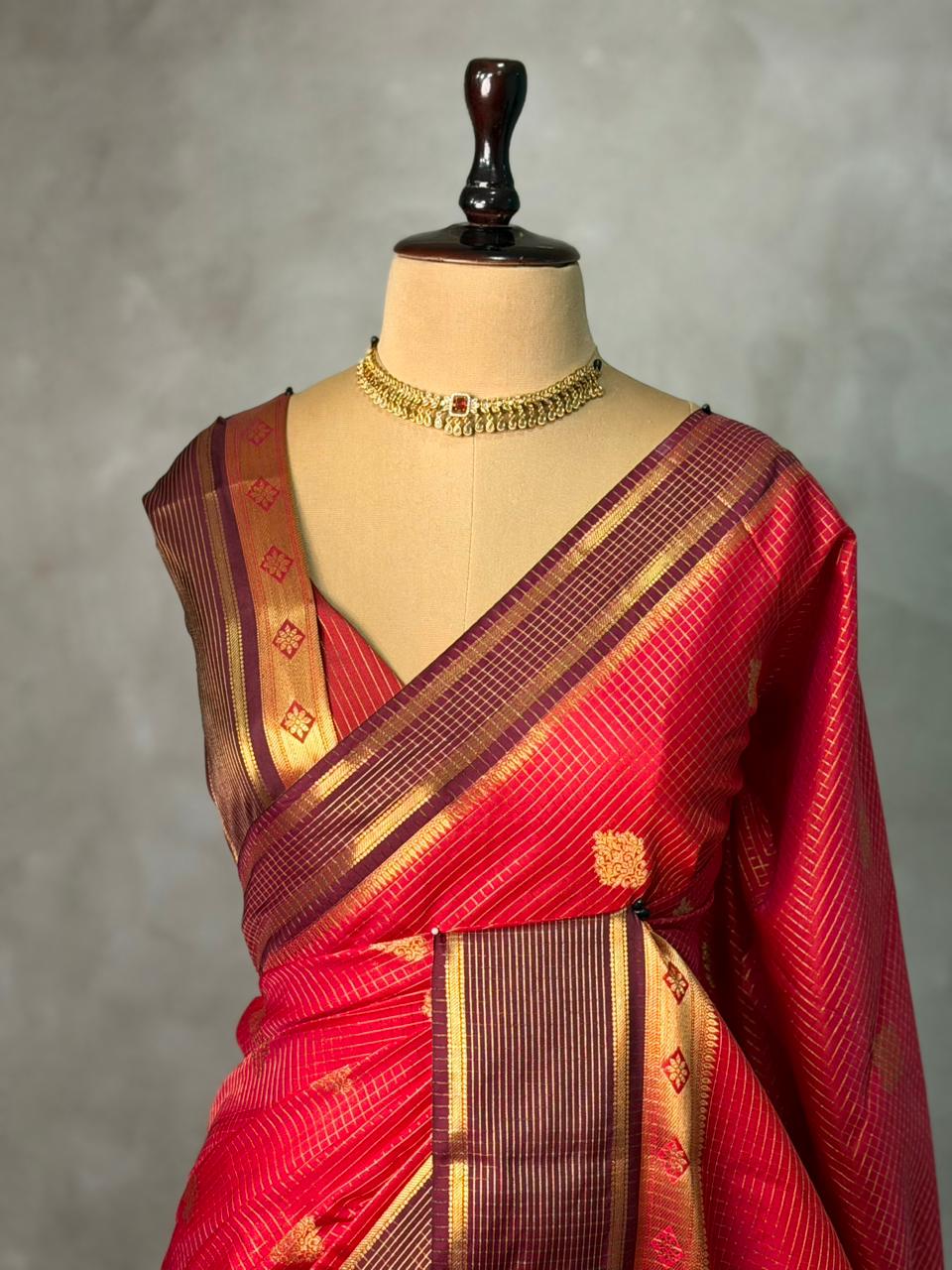 Maroon and Brown silk saree -PIH55