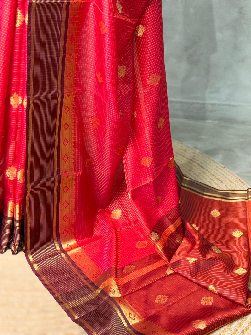 Maroon and Brown silk saree -PIH55