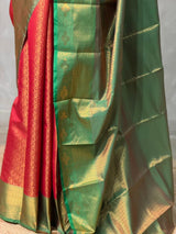 Maroon and Green Semi brocade Banarasi silk saree- PBROS6
