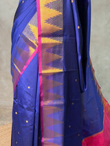 Dark Blue and magenta semi kanchipuram soft silk saree - PSSN160