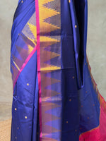 Dark Blue and magenta semi kanchipuram soft silk saree - PSSN160