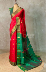 Red and green semi kanchipuram soft silk saree - PSSN167