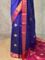 Blue and Magenta semi kanchipuram soft silk saree - PSSN168