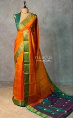 Mustard yellow and Green semi kanchipuram soft silk saree - PSSN170