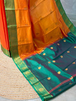 Mustard yellow and Green semi kanchipuram soft silk saree - PSSN170