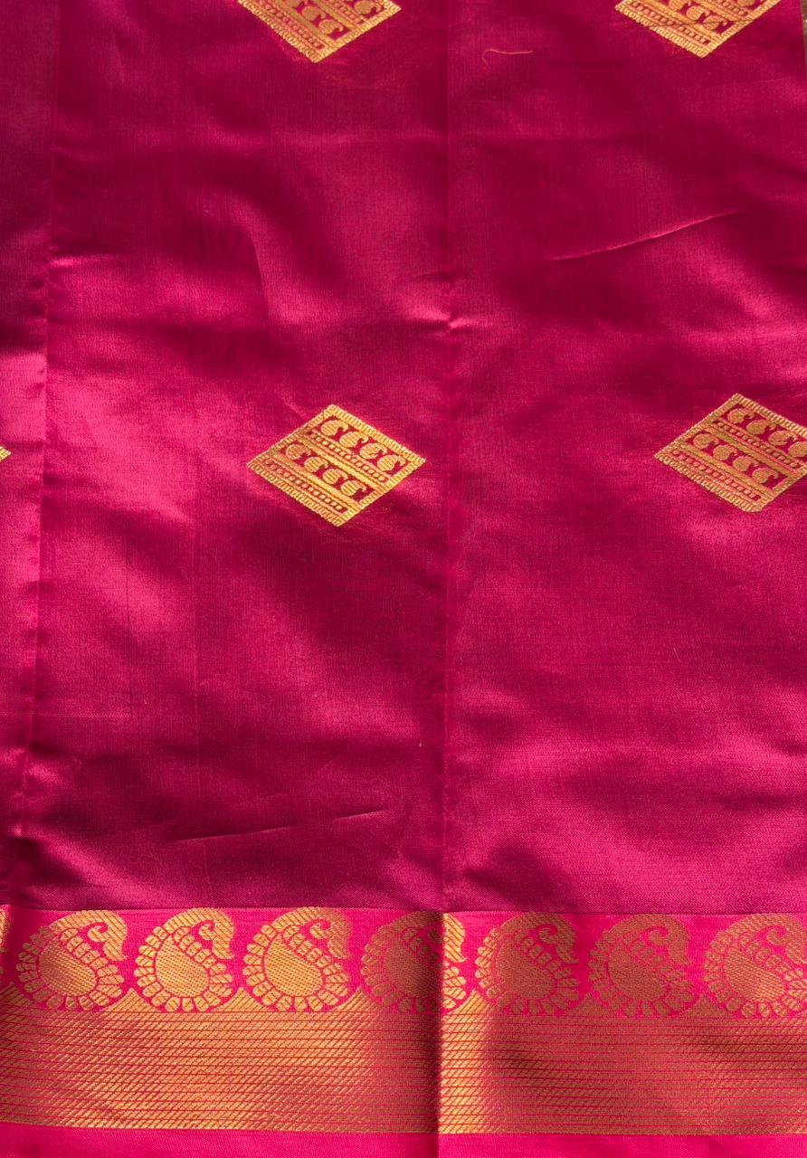 Dark Blue and magenta semi kanchipuram soft silk saree - PSSN171