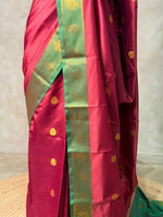 Maroon and Green semi kanchipuram soft silk saree - PSSN172