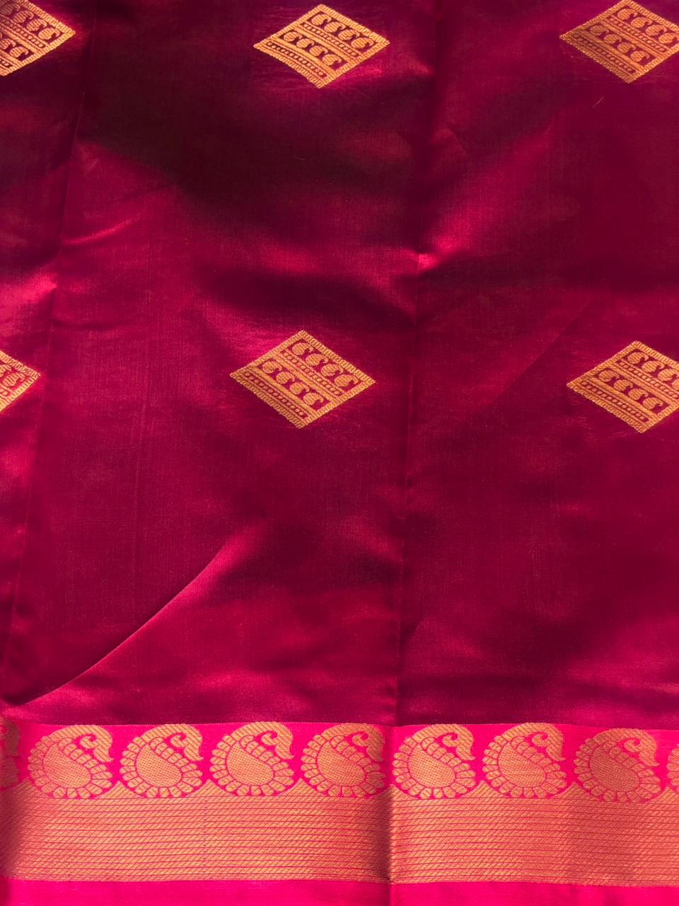 Bottle Green and magenta semi kanchipuram soft silk saree - PSSN176