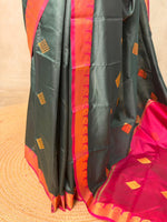 Bottle Green and magenta semi kanchipuram soft silk saree - PSSN176