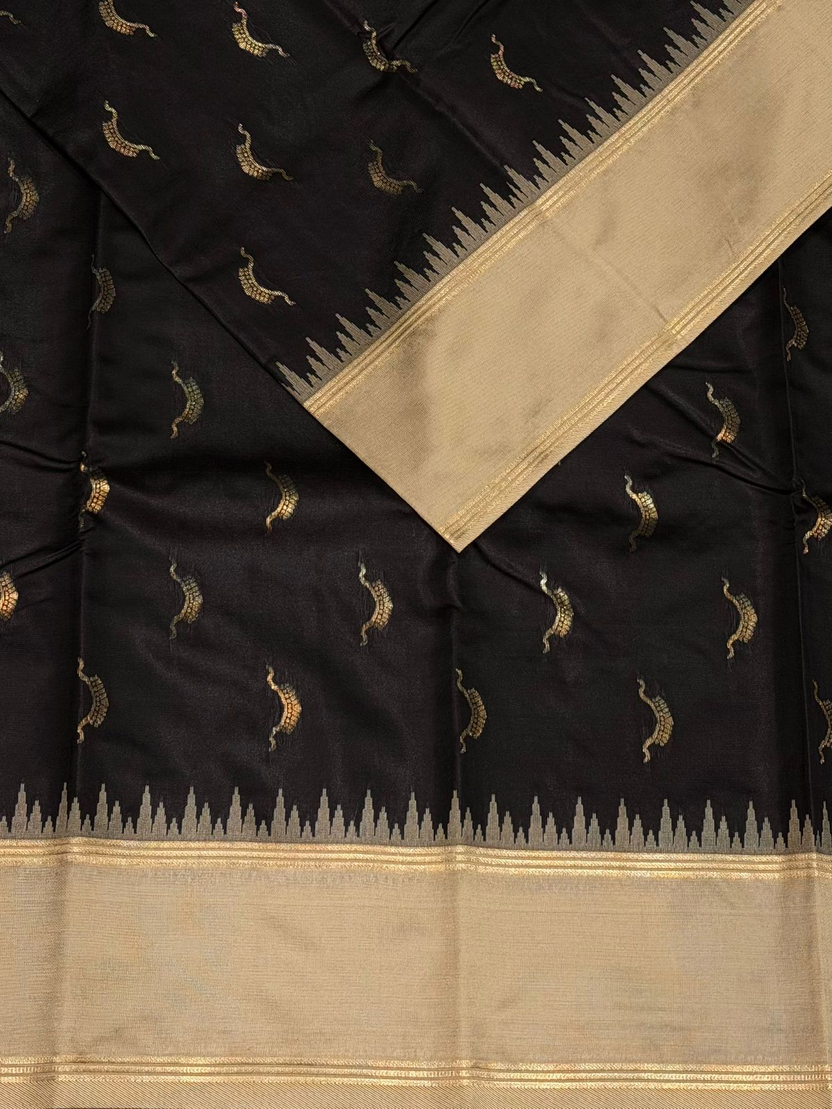 Black and Beige silk saree - PDL4D