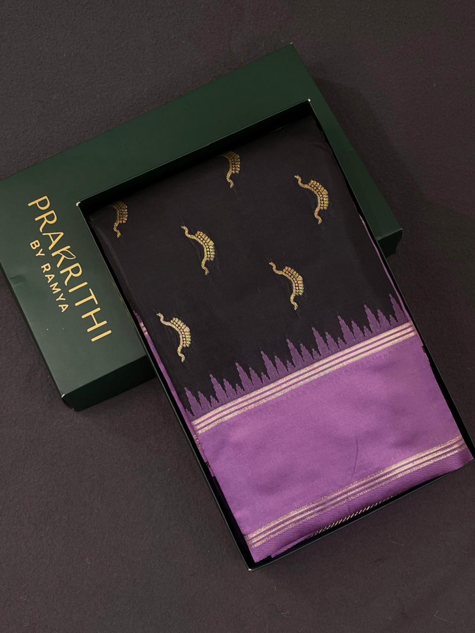 Black and Lavender silk saree - PDL4B