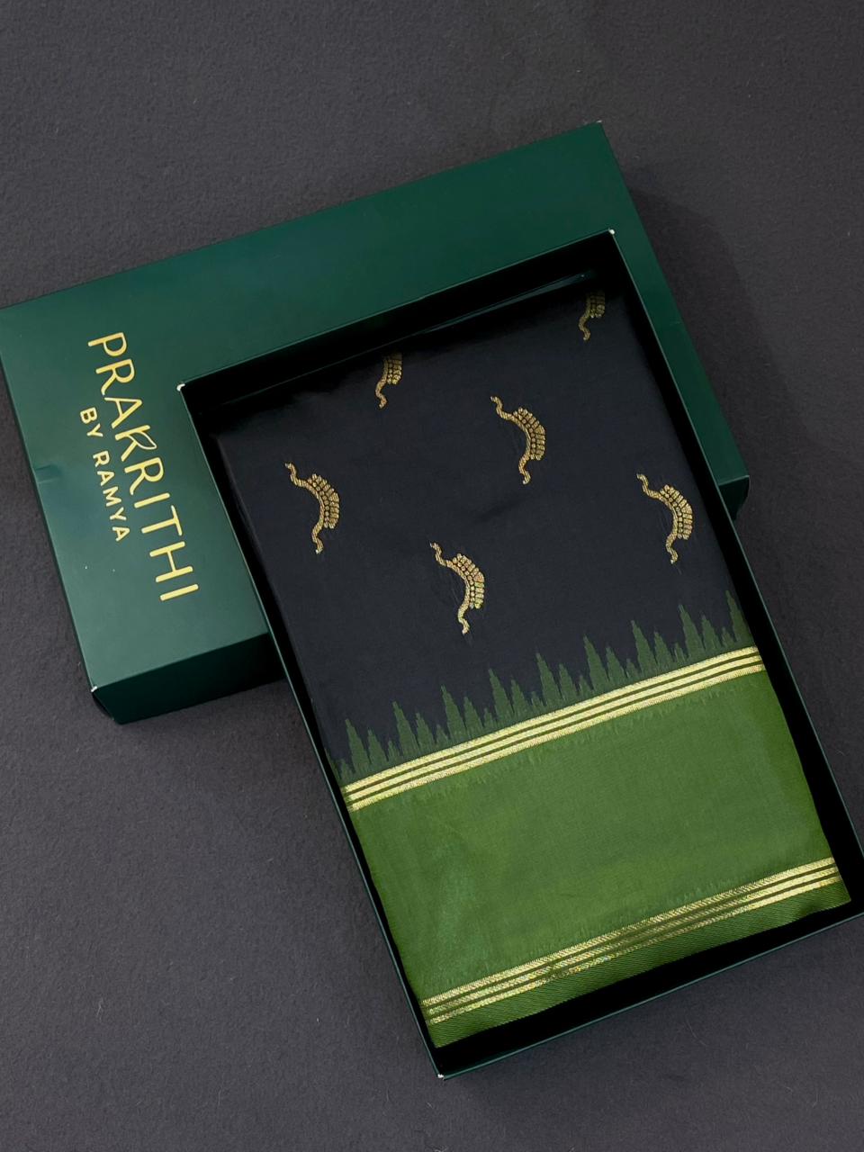 Black and Green silk saree - PDL4A