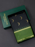 Black and Green silk saree - PDL4A