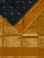 Black and Mustard Yellow silk saree - PDL4