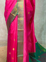Magenta and green semi kanchipuram soft silk saree - PSSN177