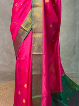 Magenta and green semi kanchipuram soft silk saree - PSSN177