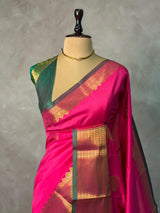Rani Pink Green semi kanchipuram soft silk saree - PSSN180