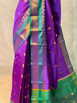 Violet and Green semi kanchipuram soft silk saree - PSSN181