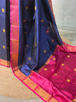 Dark Blue and magenta semi kanchipuram soft silk saree - PSSN178