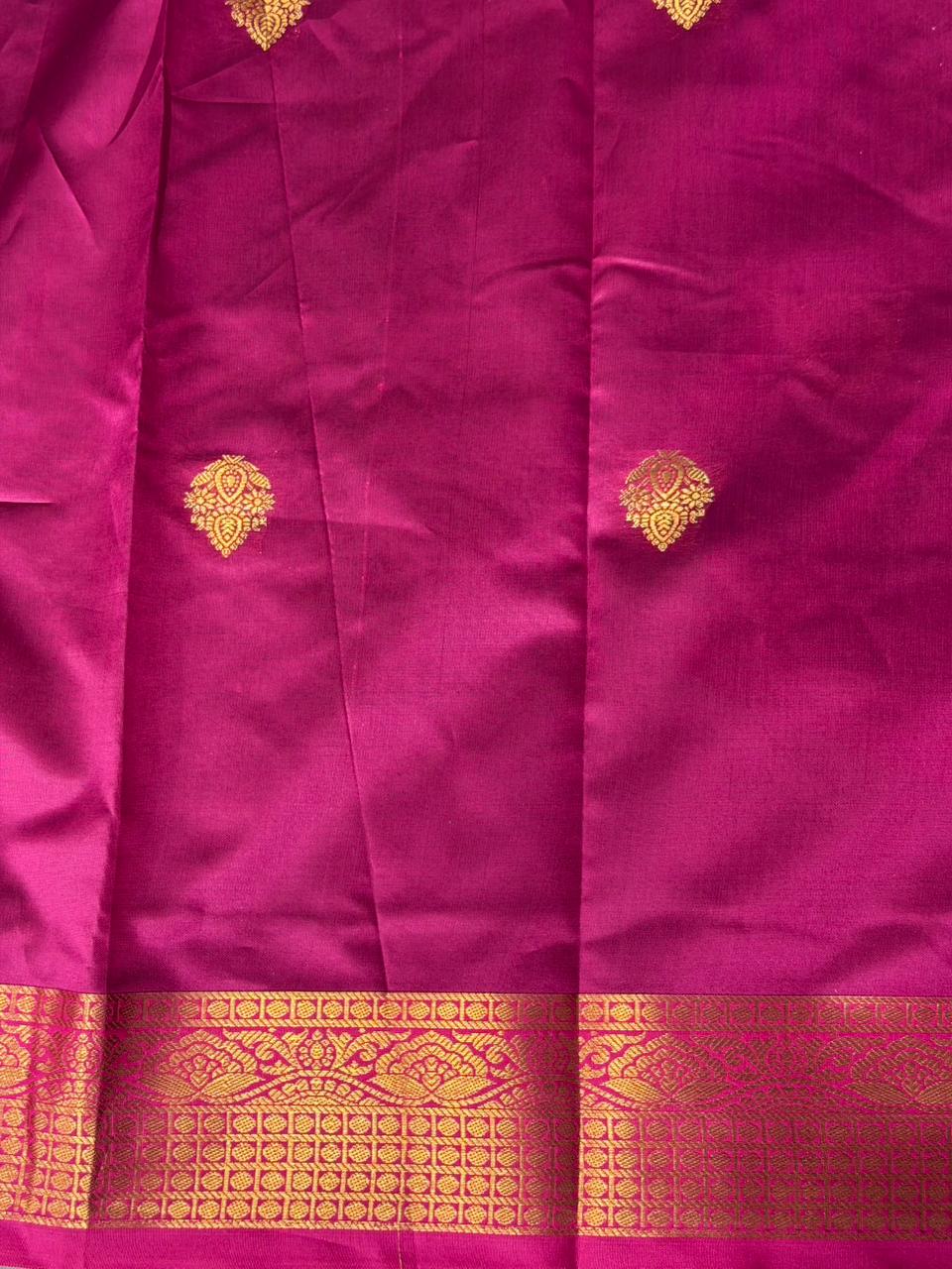 Dark Blue and magenta semi kanchipuram soft silk saree - PSSN178
