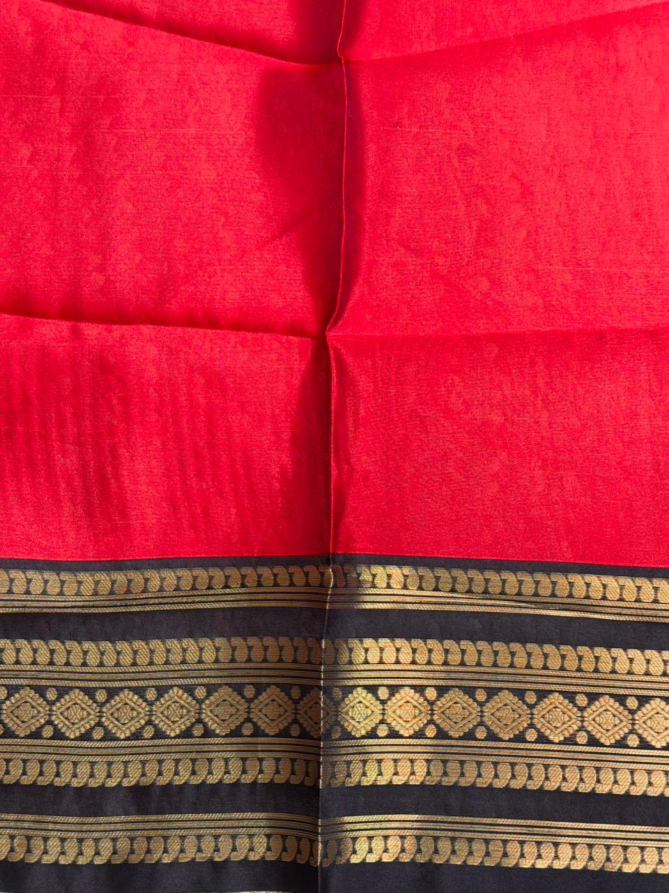 Red and Black Banarasi silk saree -MPS44