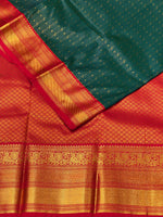 Peacock blue and Red kanchipuram silk saree- PSSR312