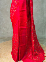 Red Green jute silk saree- PBR1A