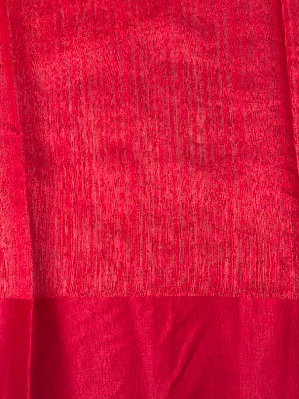 Red Green jute silk saree- PBR1A