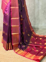 Wine and Magenta semi kanchipuram soft silk saree - PSSN196