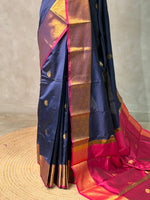 Blue and Magenta semi kanchipuram soft silk saree - PSSN197