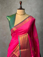 Blue and Magenta semi kanchipuram soft silk saree - PSSN198