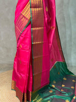 Blue and Magenta semi kanchipuram soft silk saree - PSSN198