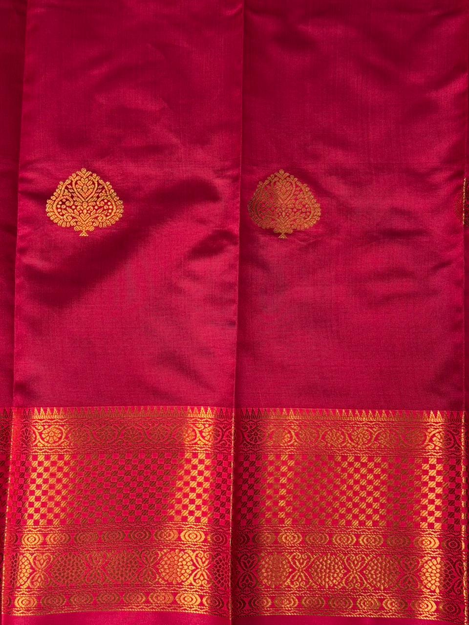 Wine and Magenta semi kanchipuram soft silk saree - PSSN199