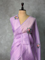 Lavender Tissue Organza Silk saree- PBR2C