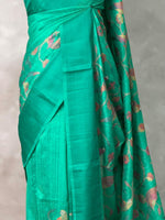 Peacock Green jute silk saree- PBR1